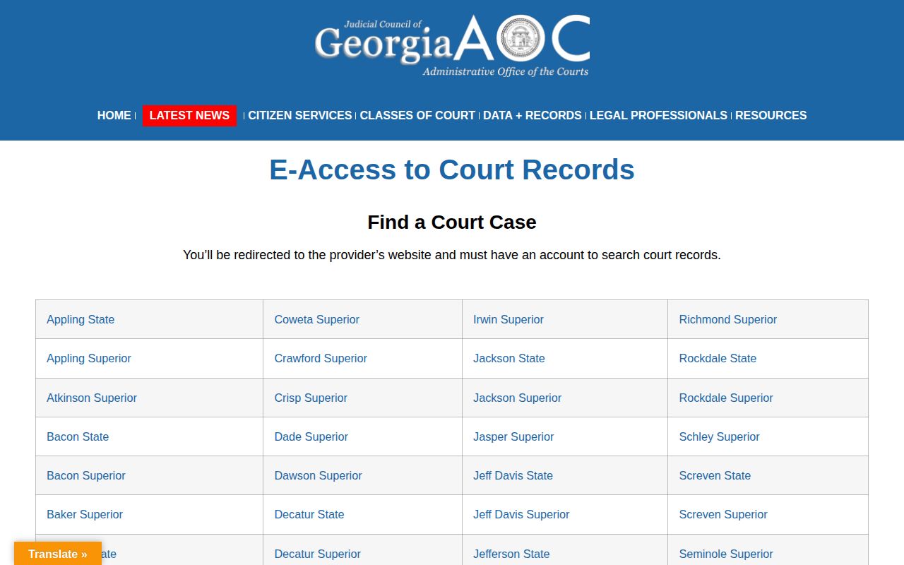 Georgia court record access route for Johnson County booking dispositions